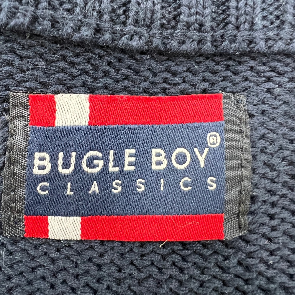 Vtg. Bugle Boy‎ Classics Plaid Cotton Sweater XL Crew Neck Pullover Green Blue - Picture 4 of 9